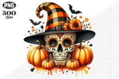 Halloween Skull Sublimation - Clipart PNG Design Product Image 1