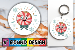 Whimsical Round Keychain Sublimation, Cute Christmas Product Image 1