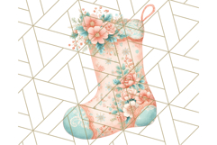 Coral and Aqua Christmas Clipart PNG, Pastel Holiday Art Product Image 5