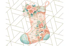 Coral and Aqua Christmas Clipart PNG, Pastel Holiday Art Product Image 5