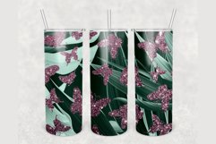 Tropical Purple glitter butterflies 20oz tumbler sublimation Product Image 1