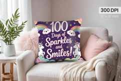 100 days of school Pillow Design, Teacher PNG Sublimation Product Image 1
