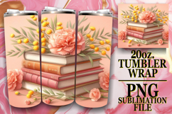 Dreamy vibes 20oz tumbler wrap, Book and flower Product Image 1