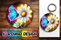 Joyful Coasters Circle PNG Style, Butterfly Product Image 1