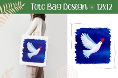 Dove of Peace Illustration, Cute Dove Tote Bag Design Product Image 1
