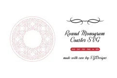 Round Monogram Coaster SVG - Laser Cut Blank Ornament File Product Image 2