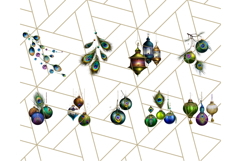 Peacock Christmas Clipart in Jewel Tones, Christmas Png Product Image 5