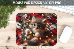 Christmas Cute Cat Mouse Pad Sublimation - Animal PNG Design Product Image 1