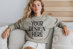 Ash Gildan 18000 Sweatshirt Mockup,G18000 Crewneck Sweatshir Product Image 1
