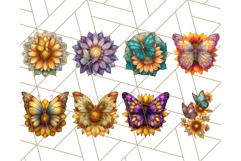 Stained Glass Butterfly and Sunflower PNG Clipart Product Image 9