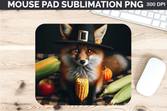 Watercolor Fox Stock Mouse Pad Sublimation -Thanksgiving PNG Product Image 1