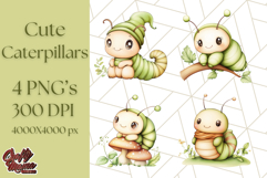 Cute Caterpillar Clipart PNG, Spring Bug Illustrations Product Image 1