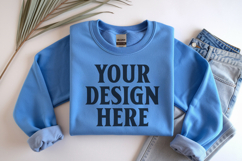 Carolina Blue Gildan 18000 Folded Flat Lay Mockups Product Image 1