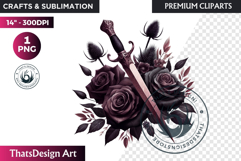 Dark flowers, wedding Florals PNG, Dark Romance Clipart Product Image 1