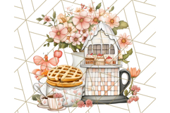 Whimsical Cottagecore Kitchen Clipart, Retro Coral PNG Decor Product Image 5