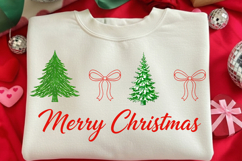 Preppy Merry Christmas Png, Christmas Tree PNG, Coquette Bow Product Image 1