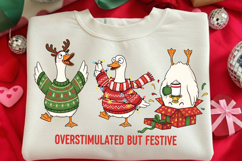 Overstimulated But Festive PNG, Funny Christmas Goose Design Product Image 1