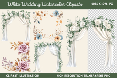 White Wedding Watercolor Clipart Bundle PNG Product Image 5