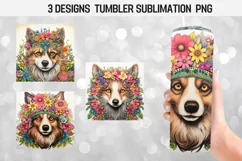 Flowers Dog Tumbler Wrap Sublimation Designs Product Image 1