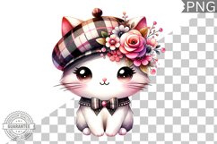 Cat With Flowers Sublimation - Clipart PNG Design Product Image 1
