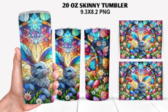 Bunny Skinny Tumbler 20oz Wrap Design, Easter Tumbler PNG Product Image 1