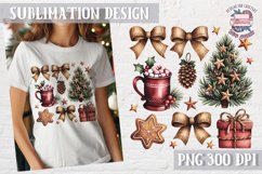 Christmas Coquette Bow PNG Holidays Funny Watercolor Product Image 1