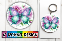 Enchanted Keychain Circle Design PNG, Butterfly Product Image 1