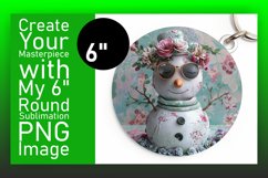 Festive Snowman Sublimation Round Design Winter Keychain Product Image 1