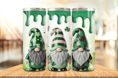 Cute St Patrick’s Day Gnomes with Shamrocks Tumbler Wrap PNG Product Image 1