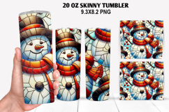 Snowman Skinny Tumbler 20oz Wrap Design, Christmas Tumbler Product Image 1