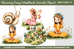 Charming Fairy Woodland Animals Clipart PNG Product Image 1