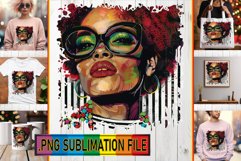 Striped Sensation: Black Woman Sublimation PNG Product Image 1