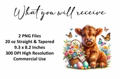 Cute Highland Cow Easter Tumbler Wrap Sublimation Design Product Image 2