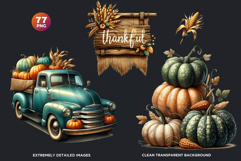 Rustic Harvest Fall clipart set, Autumn Pumpkin thanksgiving Product Image 3
