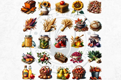Rustic Harvest Fall clipart set, Autumn Pumpkin thanksgiving Product Image 4