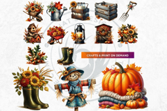 Rustic Harvest Fall clipart set, Autumn Pumpkin thanksgiving Product Image 6