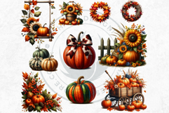 Rustic Harvest Fall clipart set, Autumn Pumpkin thanksgiving Product Image 7