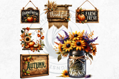 Rustic Harvest Fall clipart set, Autumn Pumpkin thanksgiving Product Image 8