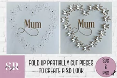 3D Floral Mum heart| Paper cutting | Mother’s Day card SVG. Product Image 4