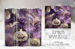 Cute Halloween gold pumpkin purple tumbler 20oz wrap design Product Image 1