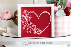 Floral Heart Wreath SVG | Valentine's Day Heart Wreath SVG | Product Image 1