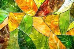 Vibrant Stained Glass Leaves in Autumn Color Background Product Image 1