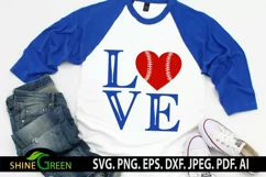 Baseball SVG - Love Heart Baseball SVG, PNG, EPS, DXF Product Image 1