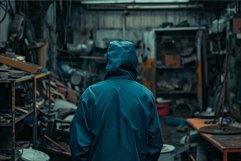 Solitary worker in industrial setting Product Image 1