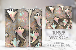 Cute Halloween ghost pink pastel tumbler 20oz wrap design Product Image 1