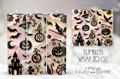 Cute Halloween pattern pink pastel tumbler 20oz wrap design Product Image 1