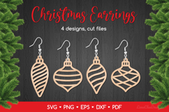 Christmas Earrings SVG for Crafters, Xmas Jewelry Template Product Image 1