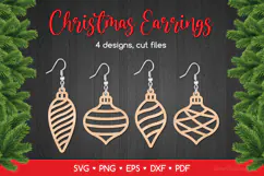 Christmas Earrings SVG for Crafters, Xmas Jewelry Template Product Image 1