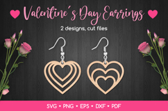 Heart Shaped Earrings SVG Cut Files, Valentine's Day Jewelry Product Image 1