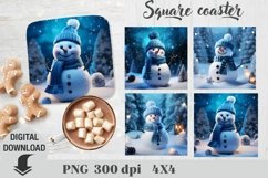 Christmas Snowman Square coaster, coaster sublimation Product Image 4